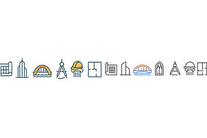 Collection of architectural icons, an Object Illustration by ZinetroN