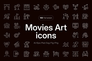 Movie Icon Art Set, an Outline Icon by Prosymbols