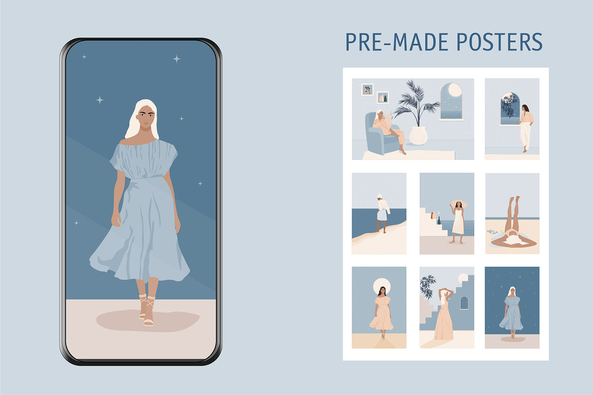 Girl and sea landscape scene creator, a Person Illustration by Imaginary Party (Photo 4 of 11)