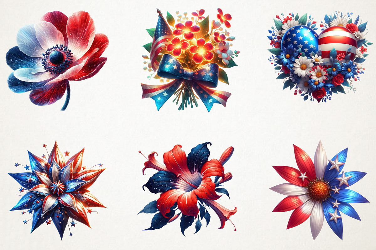 4th of July Flower Clipart, a Seasonal Illustration by RobertsArt (Photo 7 of 7)