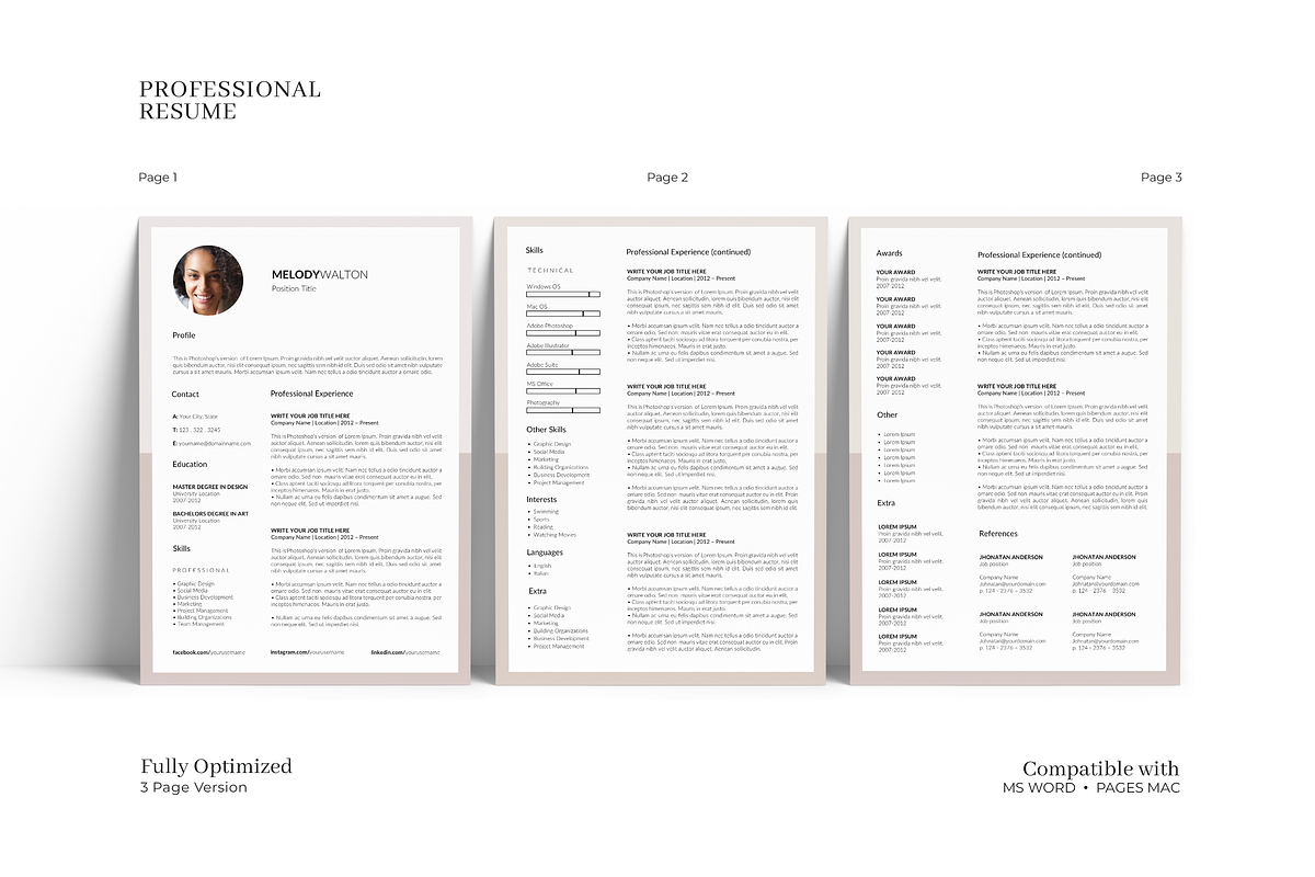 Modern Resume Template with Photo, a Resume Template by GraphicFlava (Photo 3 of 7)