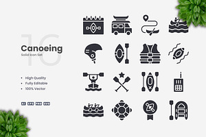 Canoeing Solid Icons, an Icon by Upnowgraphic