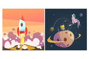 Outer Space Cartoon Set