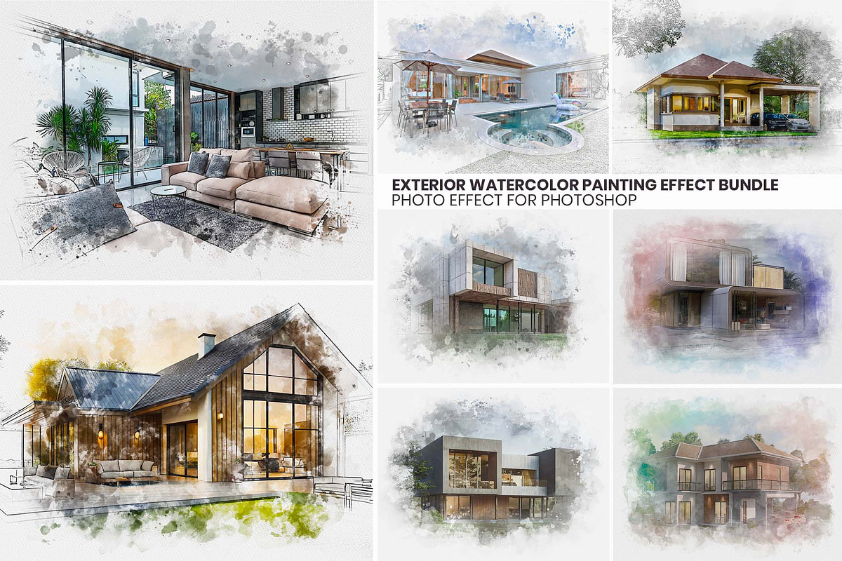 Exterior Watercolor Effect Bundle, an Action Add-On by MRI STUDIO (Photo 1 of 24)