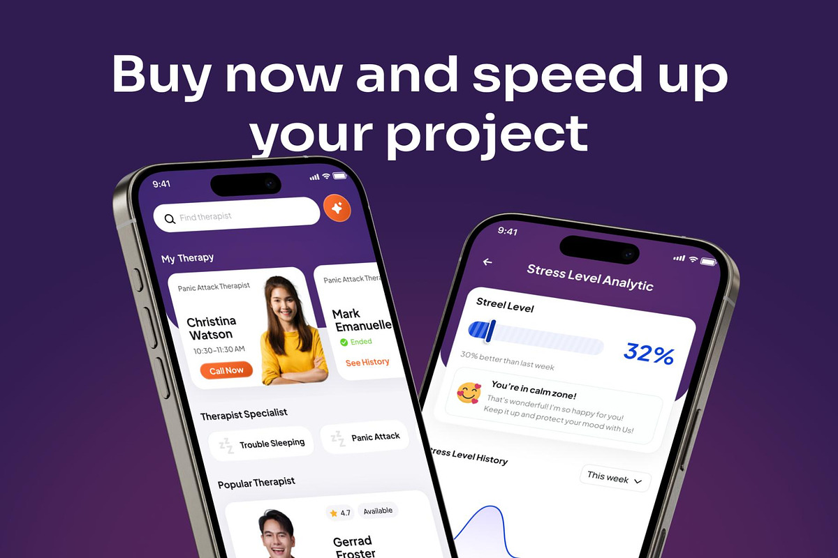 CalmDay Mental Health Tracker Mobile, an UI Kit Template by Lumina_ui_ux202 (Photo 10 of 10)