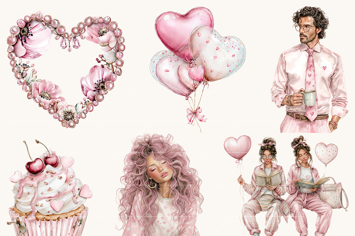 Watercolor Romantic Clipart Bundle, an Object Illustration by Design Scotch (Photo 7 of 10)