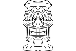 Black And White Tiki Mask, an Illustration by HitToon