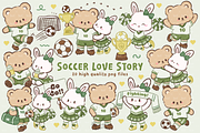 Soccer Love Story Bear Bunny Clipart, a Sport Illustration by Blumensdiary (Thumbnail 1 of 6)