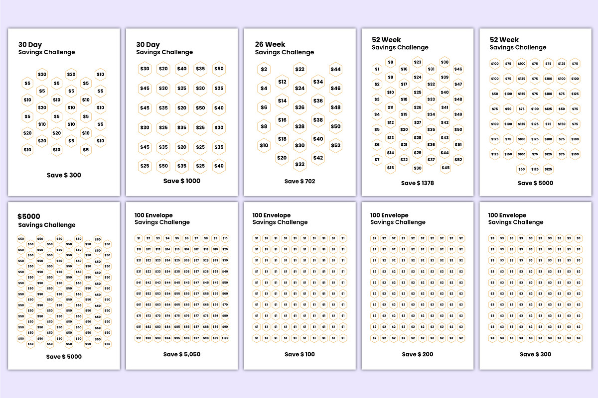 2025-26 Money Saving Challenges Book, a Stationery Template by Mustafiz (Photo 6 of 8)