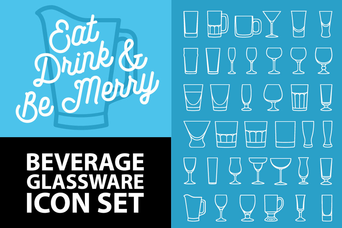 Bar Beverage Glassware Icons, an Icon by jeffportaro