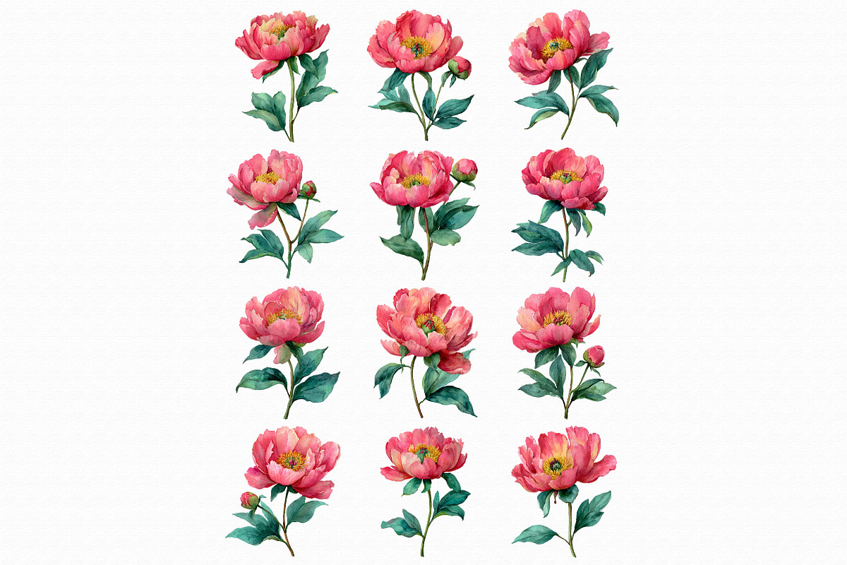 Watercolor Peony Clipart PNG, an Illustration by Libby Wishes (Photo 2 of 5)