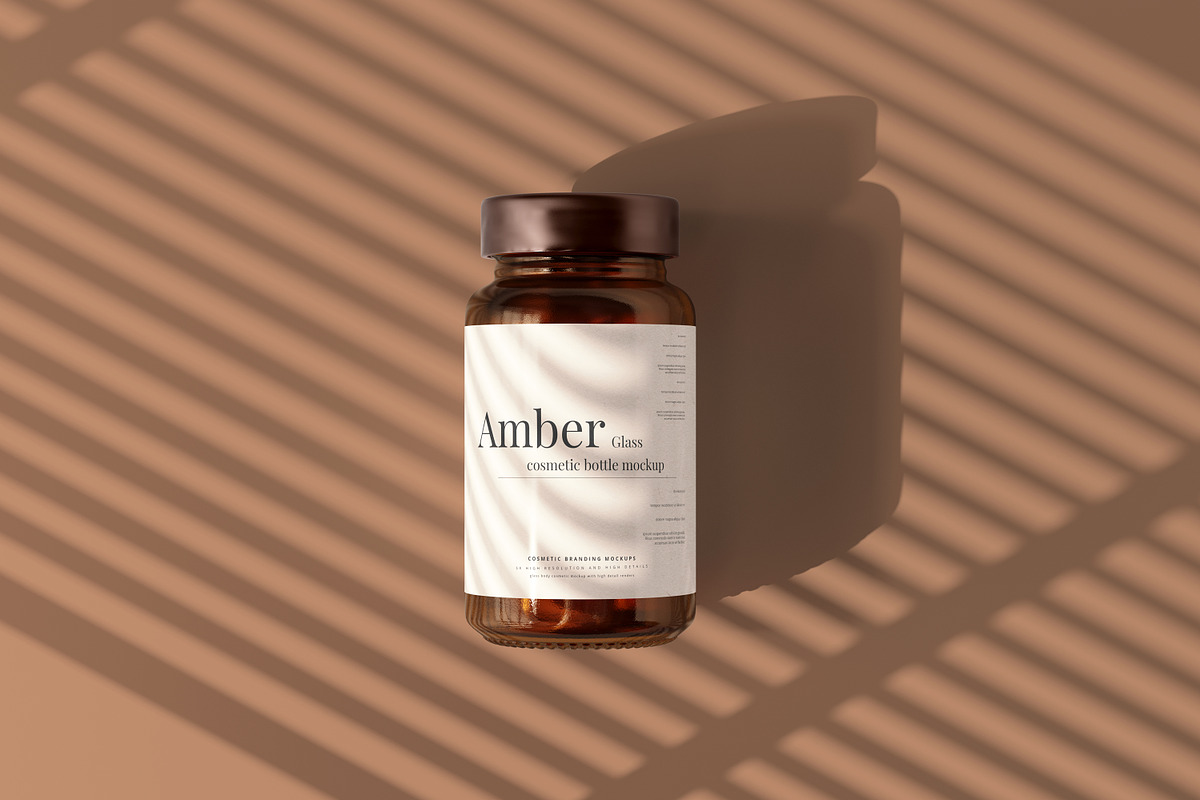 Amber Glass Jar / Bottle Mockups, a Cups & Container Mockup by pmvch (Photo 7 of 10)