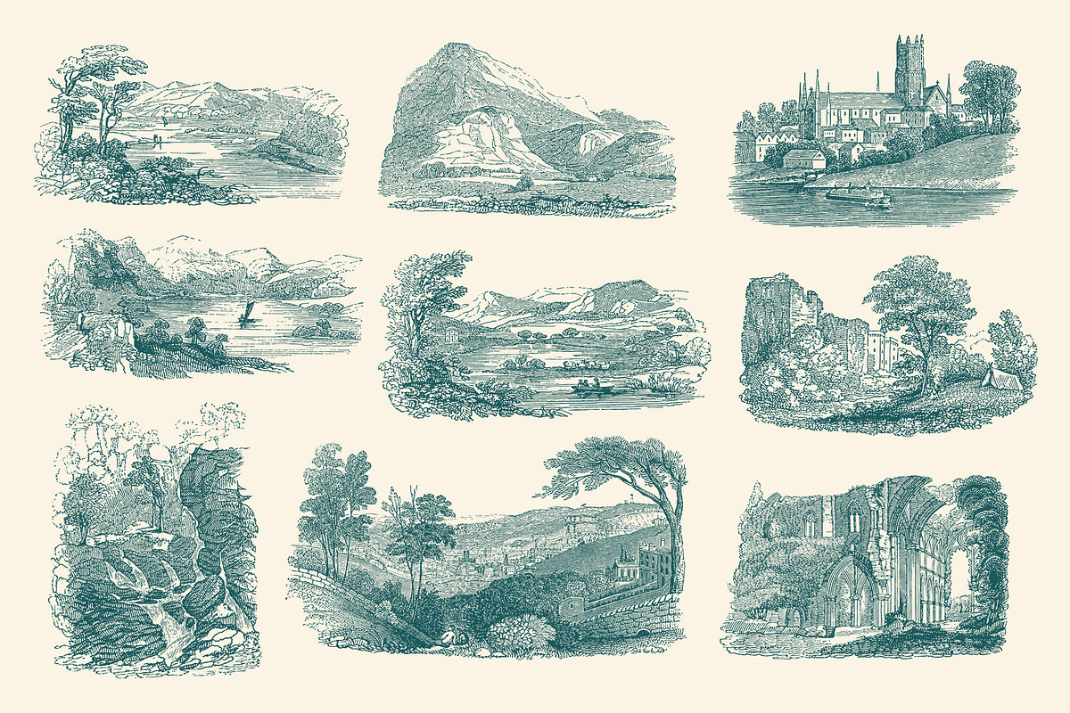 Vintage Landscape Illustrations, an Illustration by Graphic Goods (Photo 2 of 18)