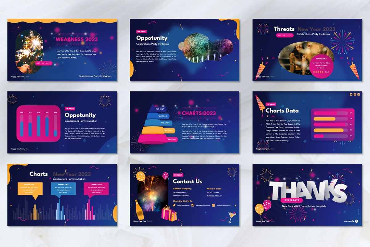 Celebrate - New Year 2023 Powerpoint, a Presentation Template by Dhabee (Photo 6 of 8)