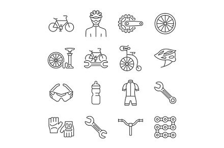 Bicycle line icon set