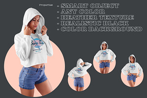 8 Women Crop Top Hoodie Mockups