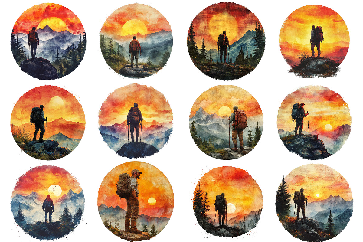 Silhouette Man Hiker Clipart PNG, an Illustration by SinaCreation (Photo 2 of 5)