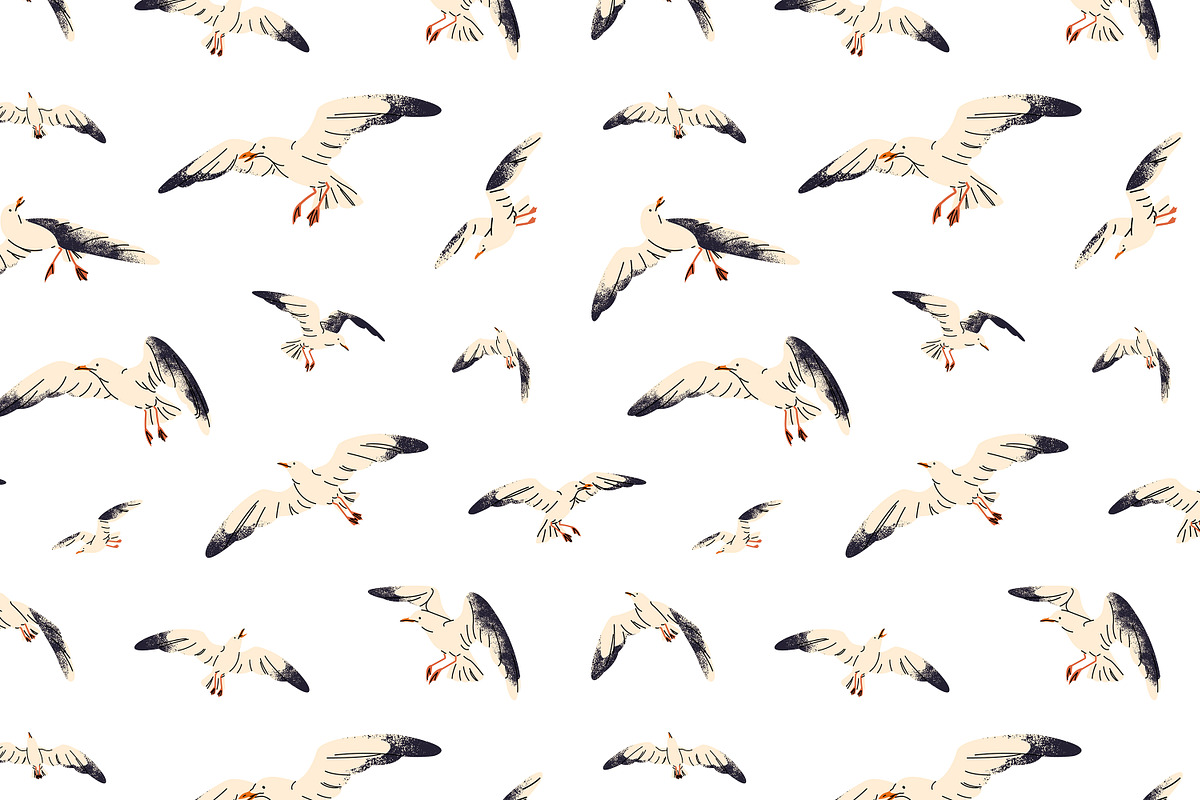 Birds fly in sky, seamless patterns, an Animal Illustration by PaperTrident (Photo 9 of 16)