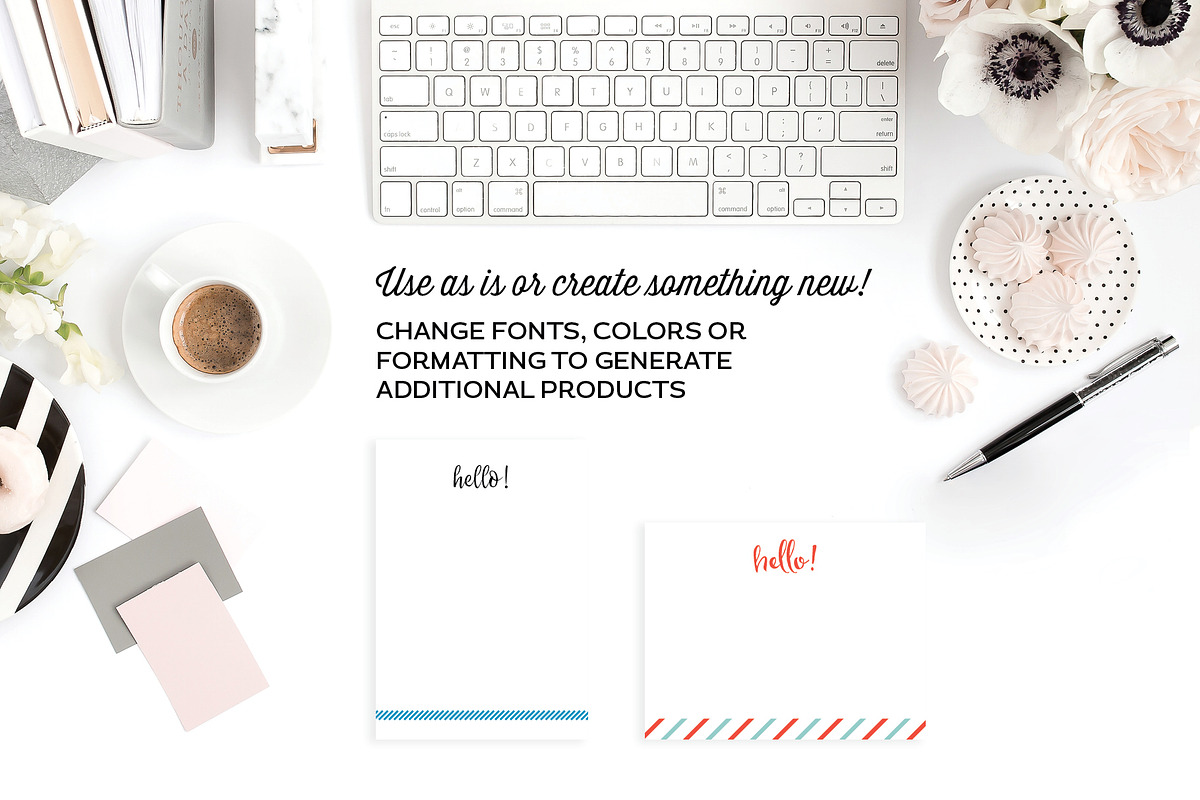 Note Card Templates for InDesign, a Stationery Template by Michelle Hickey Design (Photo 4 of 6)