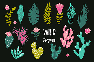 Wild Tropics Vector Hand Drawn Set