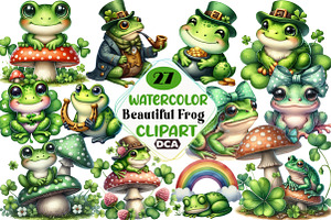 St Patrick’s Day Beautiful Frog Clip, an Illustration by DreamCafeArt