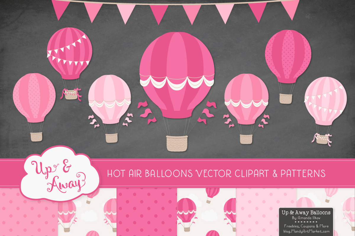 Shades of Pink Hot Air Balloons, an Illustration by Amanda Ilkov (Photo 2 of 6)