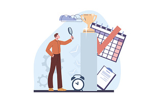 Man looking in magnifying glass on, a Person Illustration by Valerie Bodnar