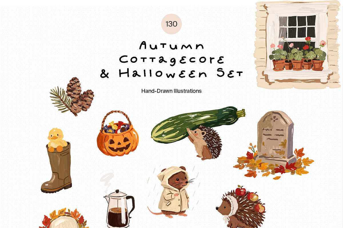 Autumn Cottagecore & Halloween Set, a Seasonal Illustration by divanovskaya_nv (Photo 13 of 18)