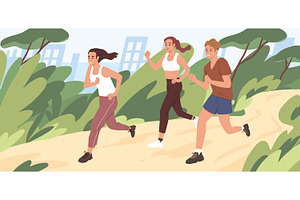 People running, jogging in city park, a Sport Illustration by Good Studio