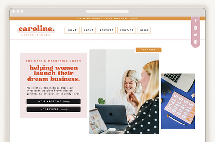 Caroline Showit Website Template, a Marketing Template by Rachel Kick