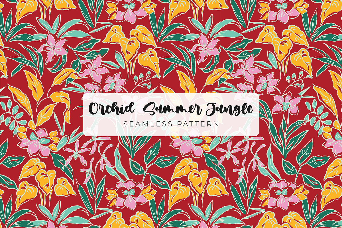 Hand-Drawn Orchid & Jungle Leaves, a Pattern Graphic by ASTUDIO (Photo 8 of 8)