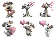 Whimsical Valentine Cute Dog Clipart, an Illustration by CraftArtStudio (Thumbnail 2 of 6)