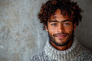 Portrait of smiling young man with curly hair and beard wearing, a Person Photo by José Manuel Gelpi