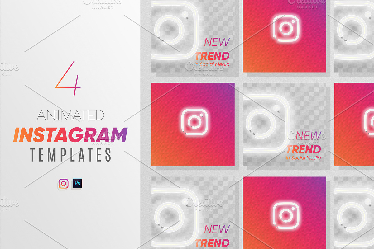 Neon Animated Instagram Logo, a Social Media Template by CONECT Market (Photo 1 of 3)