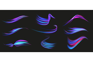 Speed light lines. Fast neon streaks, an Illustration by winwin.art