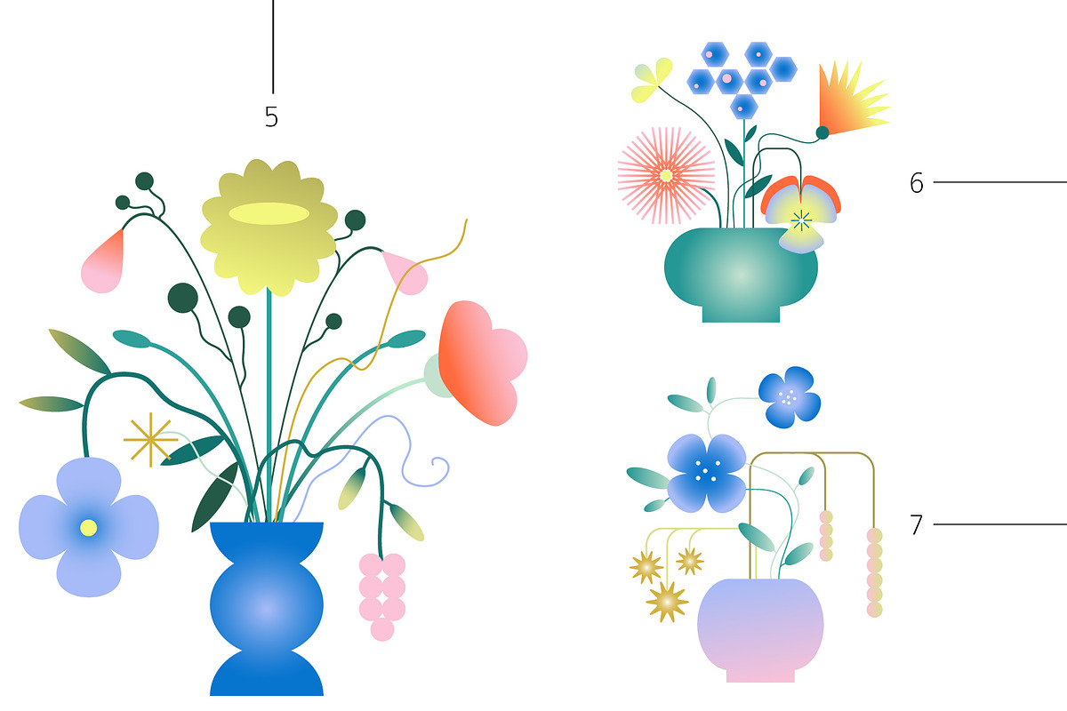 Gradient Flowers: posters, elements, an Object Graphic by Lena Nikolaeva (Photo 12 of 17)