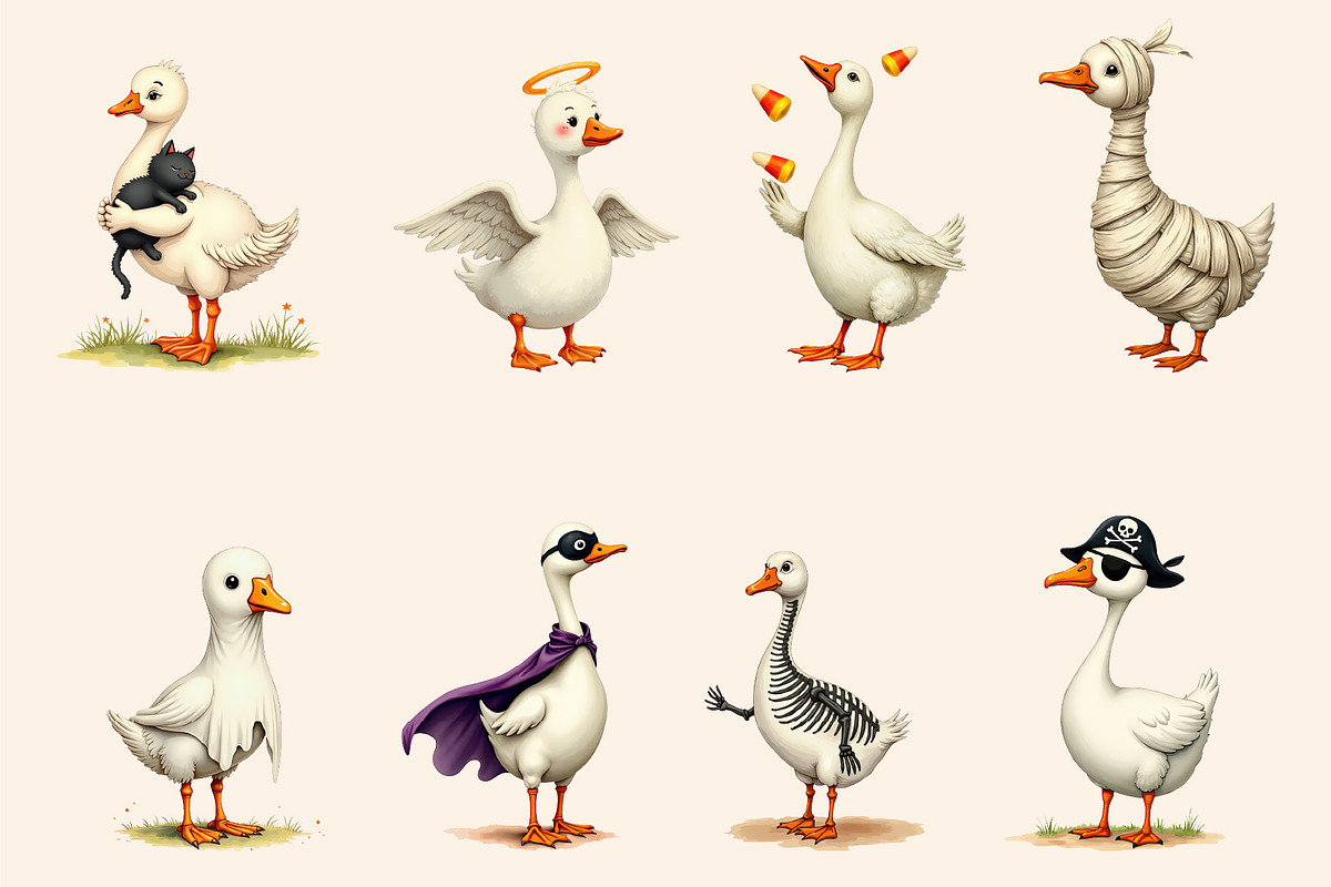Silly Goose Halloween Clipart PNG, an Object Graphic by Printable Pretty Studio (Photo 5 of 5)