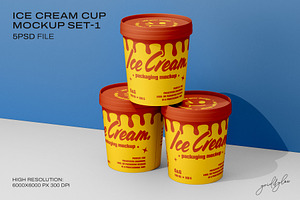 Ice Cream Cup Mockup Set-1, a Cups & Container Mockup by Grid&Glow