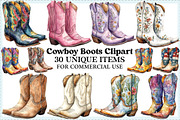 Cowboy Boots Clipart Bundle, an Illustration by Craft Nest (Thumbnail 1 of 6)