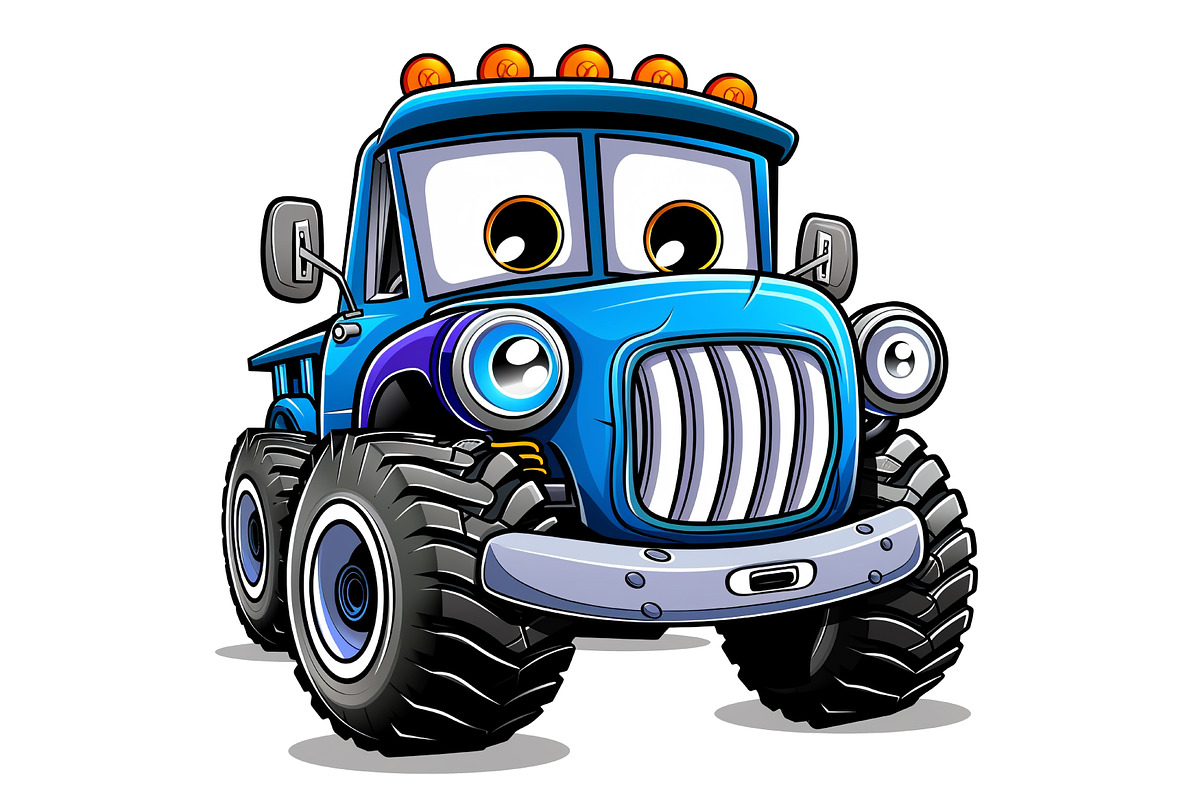Blue Kawaii Monster Truck -  Fun Car, an Animal Illustration by Ghagra (Photo 2 of 3)