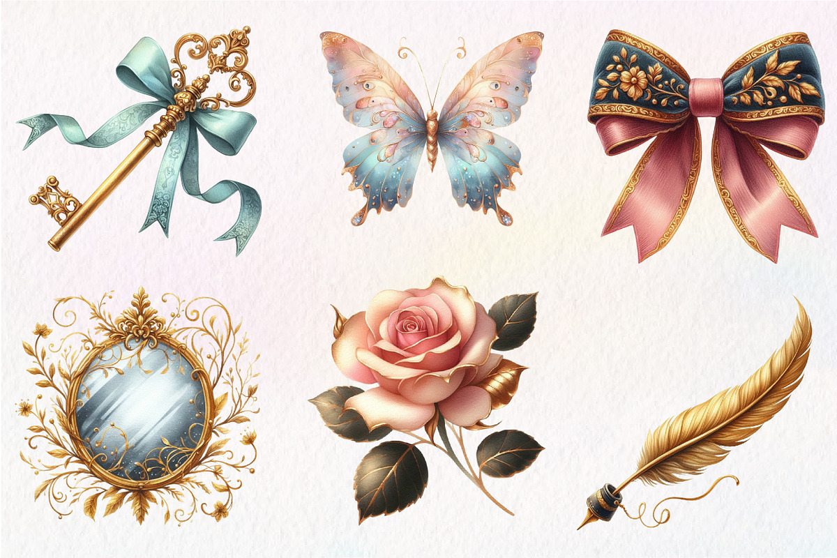 Watercolor Gilded Reverie Clipart, an Illustration by CreationArt (Photo 4 of 5)