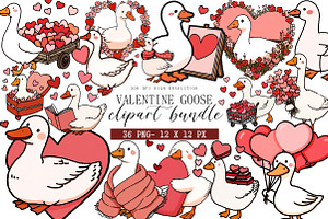Watercolor Valentine Goose Clipart, an Illustration by DreamArtGraphic