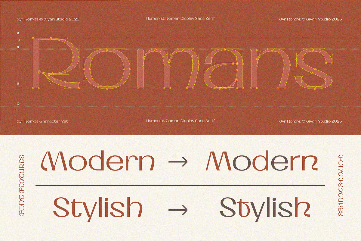 Romns Font Family, a Sans Serif Font by Aiyari (Photo 4 of 13)