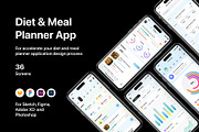 Diet & Meal Planner App, an UI Kit Template by flr.24 (Thumbnail 1 of 2)