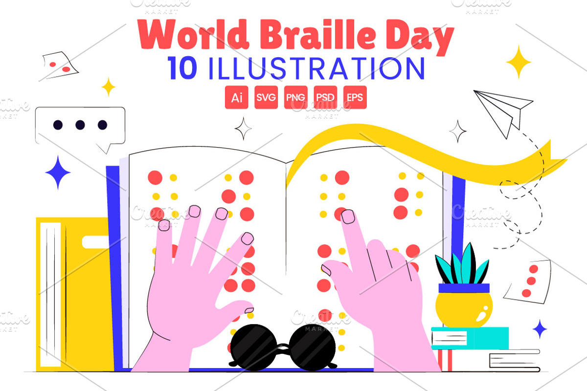 10 World Braille Day Illustration, a Person Illustration by denayunebgt (Photo 1 of 4)