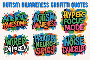Autism Awareness Graffiti Quotes, an Object Graphic by PrintHaven Designs