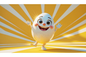 Cheerful cartoon egg character with, an Illustration by tilialucida