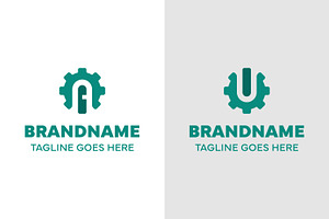 Letter A and U Gear Cog Logo Set, a Branding & Logo Template by Pray Art Design Studio