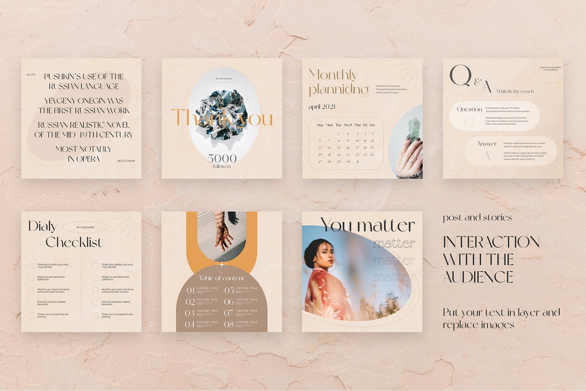 Instagram for coach set CANVA PS, a Social Media Template by Craft_Monkey
