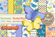 Butterflies Digital Papers & Clipart, a Pattern Graphic by JennyL Designs (Thumbnail 1 of 9)